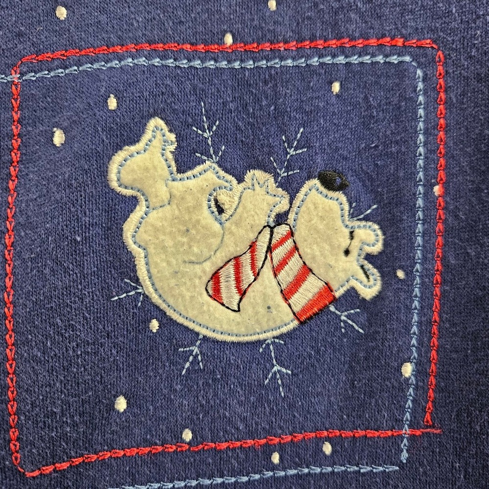 EXTRA SHENANIGANS | Polar Bear Winter Button Front Sweatshirt Navy Blue 3X VTG - Picture 4 of 14
